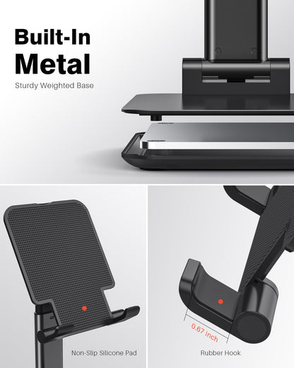 Anozer Tablet Stand Foldable & Adjustable, Portable Monitor Stand 5.55*3.94" Wide, Fit for iPad Holder Stand Compatible with iPad Pro 11, 12.9/iPad 10.9 10th; Surface Pro; Portable Monitor 4.7-15.6"