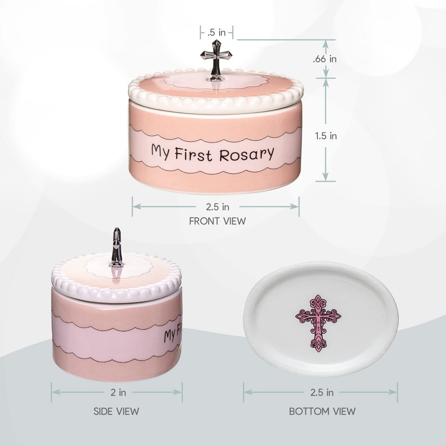 Cascade Goods - Girls My First Pink Rosary & Keepsake Box, Catholic Baptism Gifts for Baby Girl or Dedication Baptism Gifts for Girl or Kids