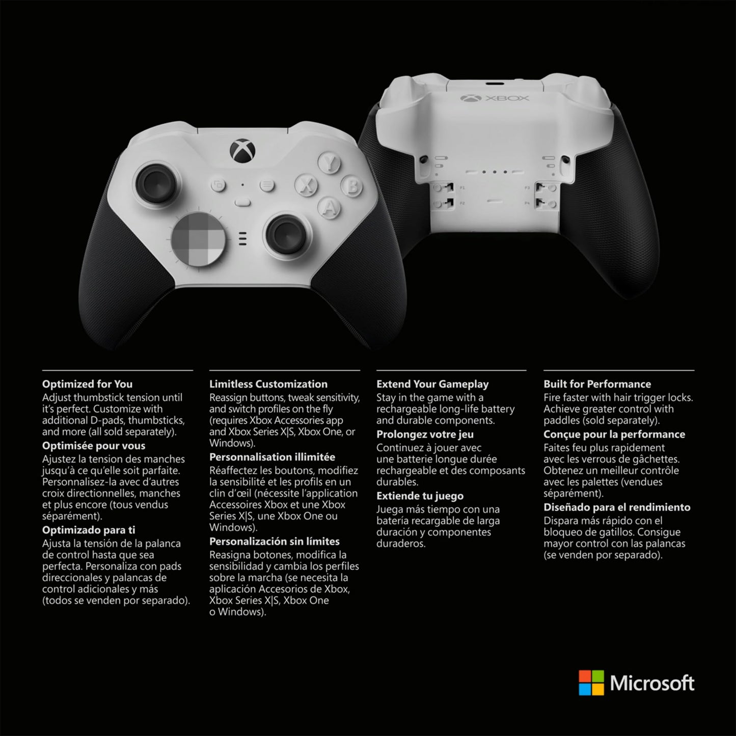Xbox Elite Series 2 Core Wireless Gaming Controller – White Series X|S, One, Windows PC, Android, and iOS