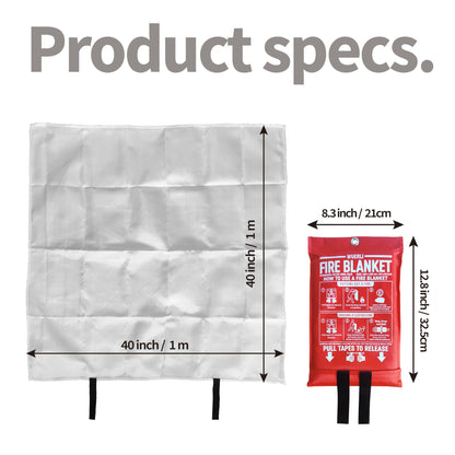 WUERLI Fire Blanket for Home and Kitchen,40" x 40",4 Pack,Emergency Fire Blanket