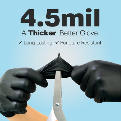 Raxwell Latex Free Disposable Gloves - 4.5 Mil Black Nitrile Gloves - 100 Count Non Latex, Powder Free - Food Grade & Safe - For Labs, Kitchens, Mechanics, Cleaning & More