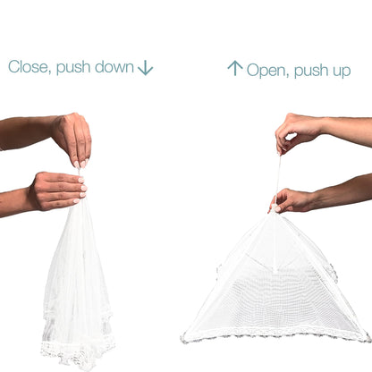 Simply Genius Pop-Up Mesh Food Cover Tent - 17 x 17 in, White, 3-Pack, Compact - Camping Essentials & Picnic Food Covers - Outdoor Party Essentials