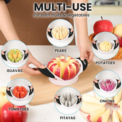 SCHVUBENR 3.5 Inch Apple Slicer with 12 Sharp Blades - Professional Apple Cutter - Stainless Steel Apple Corer - Super Sharp Apple Slicer and Corer - Slice Apple with Ease(Black)