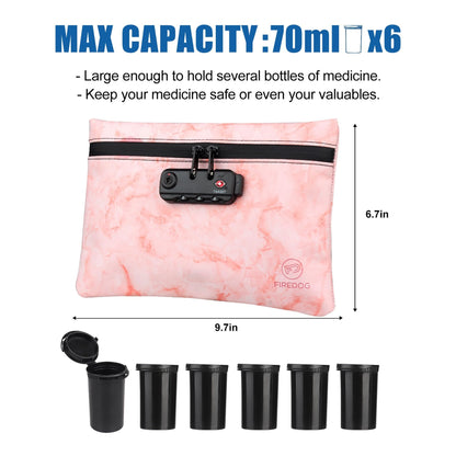 FIREDOG Smell Proof Bag with Lock, 6x9 Odor Proof Pouch Case Container for Travel Stash Storage (Marble Red)