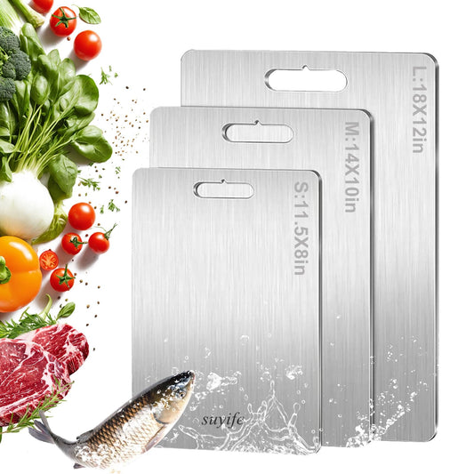 Titanium Cutting Board Set of 3,100% Pure Titanium Cutting Boards for Kitchen, 2025 New Double Sided Food-Grade Chopping Board for Cutting Meat Vegetable Fruit