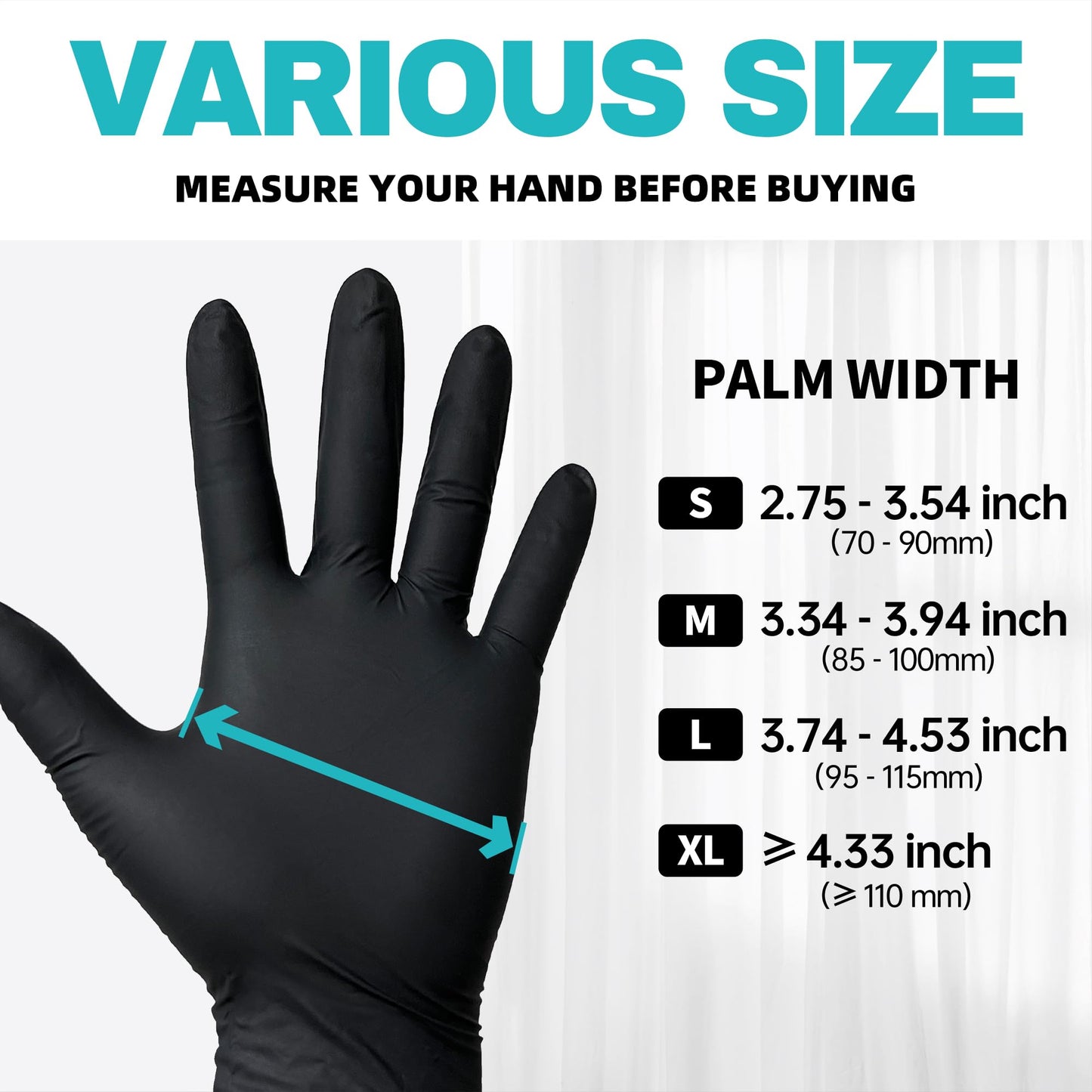 Beastek Black Nitrile Exam Gloves, 4.0 Mil, 100 Pcs Disposable Gloves Powder-Free Latex-Free for Medical, Cooking, Food-Safe (Large)