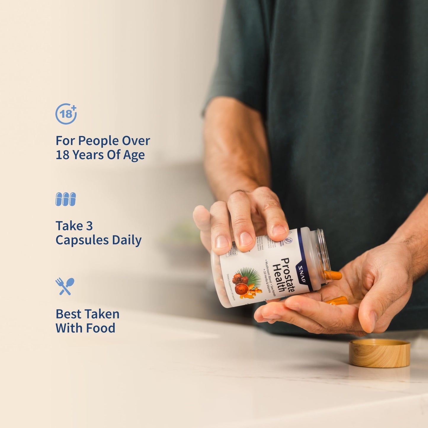 Snap Supplements Prostate Health Support Supplement, Saw Palmetto for Men Plus Stinging Nettle Root, Magnesium Citrate, Zinc and Plant Sterols, Supports Male Urinary Tract Health, 90 Capsules