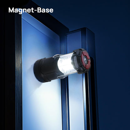 2 Pack Collapsible LED Camping Lantern, Consciot USB C Rechargeable and Battery Powered 2-in-1 Emergency Light with Flashlight and Magnetic Base, Power Outages Hurricane Supplies Survival Kits,Black