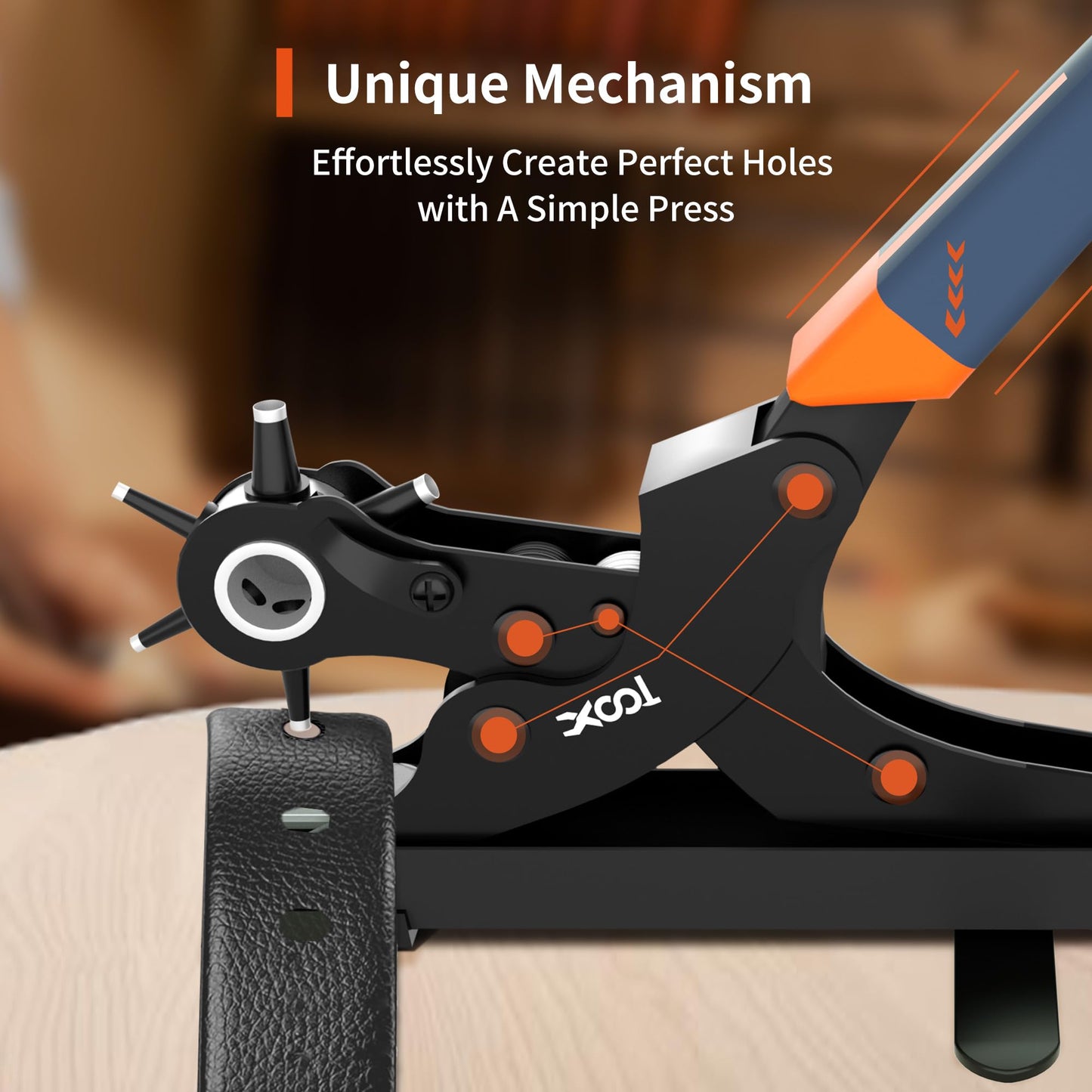 XOOL Revolving Punch Plier Kit, Leather Hole Punch Set for Belts, Watch Bands, Straps, Dog Collars, Saddles, Shoes, Fabric, DIY Home or Craft Projects, Heavy Duty Rotary Puncher, Multi Hole Sizes Make