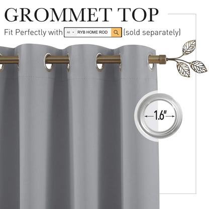 RYB HOME Blackout Curtains Room Dividers, Total Privacy Wall Divider Screens Noise Reduce Partition Curtain for Living Room Bedroom Patio Door, Light Grey, 1 PC, 100 inch Wide x 84 inch Long