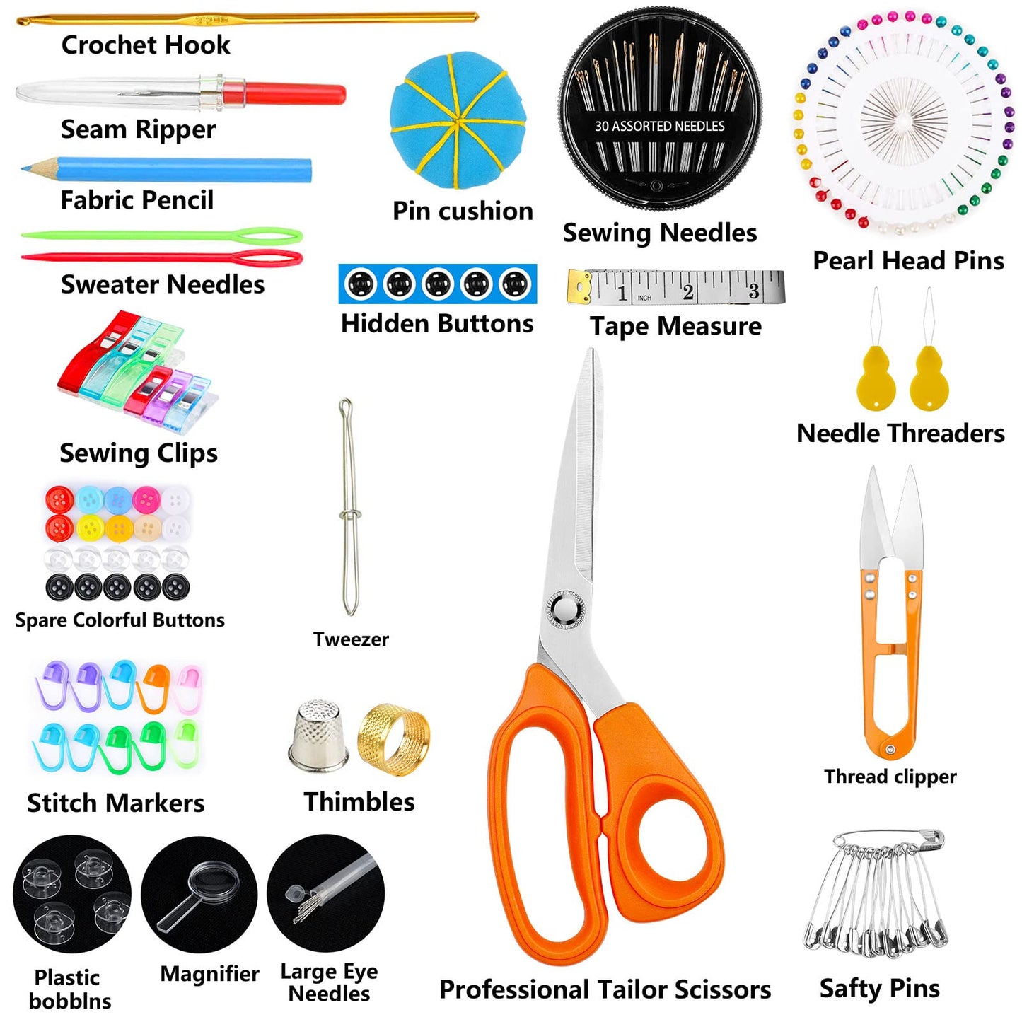 Sewing Kit for Adults,Maxfanay Needle and Thread Kit for Sewing,Professional Sewing Supplies Accessories with Tailor Scissors,43XL Thread,30 Needles,Yarn Snips and More for Travel Home Beginners