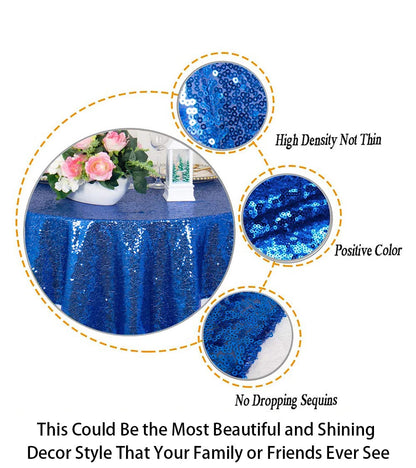 ShinyBeauty Sparkling Royal Blue Sequin Tablecloth 54x54 Inch - Glitter Dining Table Cover for Birthday Wedding Party Decor, Elegant Luxury Table Linen Overlay