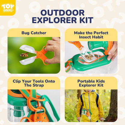 TOY Life Bug Catcher for Kids Outdoor Toys with Butterfly Net, Bug Habitat with Magnified Viewer, Bug Toys Tweezers & Magnifying Glass, Inset Catcher for Kids Outdoor Activities Explorer Kit