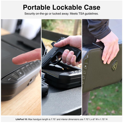 VAULTEK LifePod Secure Waterproof Travel Case Rugged Electronic Lock Box Travel Organizer Portable Handgun Case with Backlit Keypad (Covert Black) (Biometric)