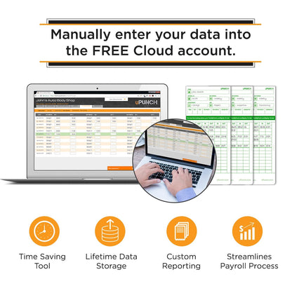 uPunch HN2500 Calculating Time Clock Bundle for Small Business: Auto Align Employee Time Tracking System with 100 Time Cards, Ribbon, and Keys