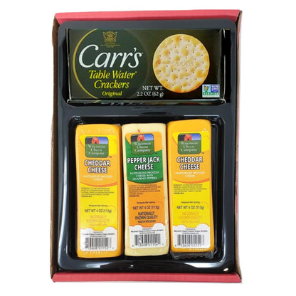 Wisconsin Cheese Company - Wisconsin Cheddar & Pepper Jack Cheese and Cracker Gift Box - 100% Wisconsin Cheese | Perfect for Parties, Charcuterie Boards and Birthdays