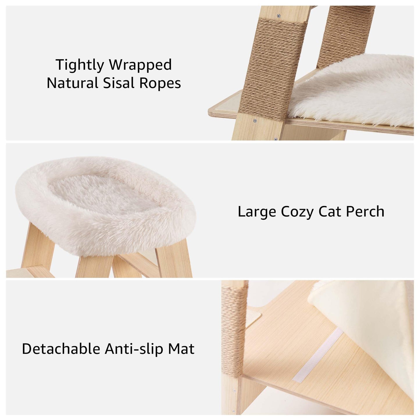 unipaws Pyramid Cat Tree, 5-Level Wooden Cat Ladder, Sturdy Tall Cat Climbing Tower with Cozy Hammock for Kittens and Indoor Cats