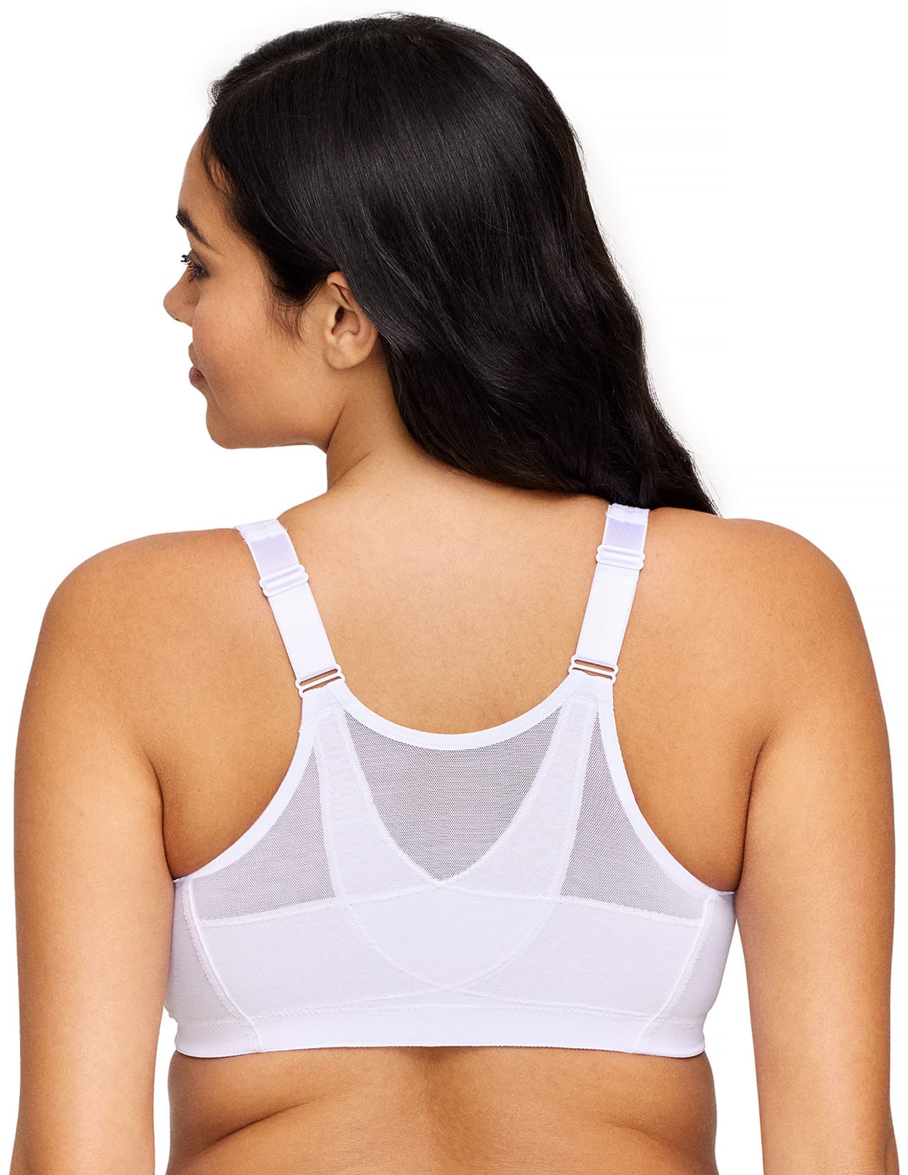 Glamorise Full Figure Plus Size MagicLift Front-Closure Posture Back Bra Wirefree #1265 White 42DD