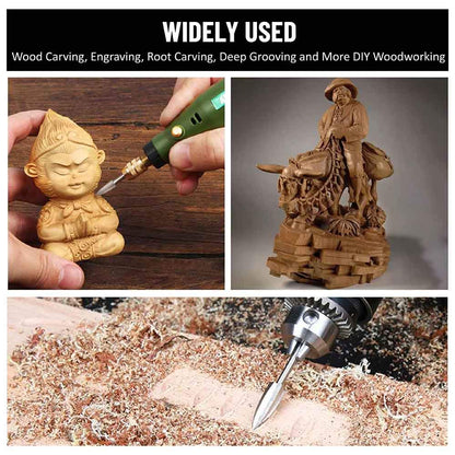 Wood Carving Tools, 5 PCS HSS Engraving Drill Bit Set Wood Crafts Grinding Woodworking Tool 1/8” Shank Universal Fitment for Rotary Tools