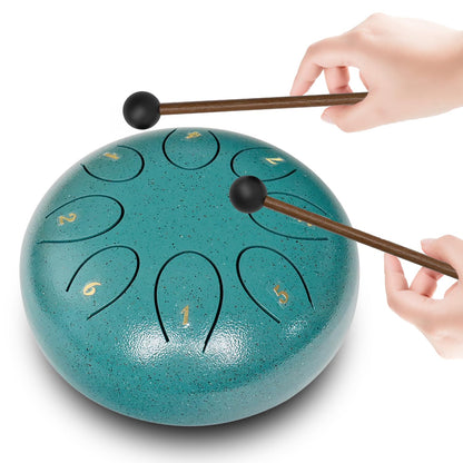 REGIS Steel Tongue Drum 6 inch 8 Notes Musical Percussion Instrument, Rain Drum for Outside - Musician Gift for Family and Friends(malachite)