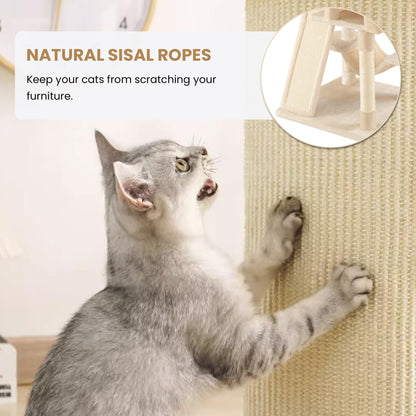 SHA CERLIN 65in Larger Cat Tree Tower Condo for Indoor Kitties/Multi-Level Furniture Activity Center with Wide Base/Cozy Plush Cat Perches/Baskets/Sisal Scratching Posts and Hammock/Beige