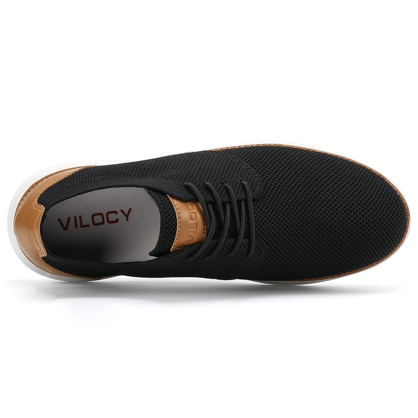 VILOCY Men's Fashion Dress Sneakers Casual Walking Shoes Business Oxfords Comfortable Breathable Lightweight Tennis Zapatos para Hombre Black,US7.5 EU40