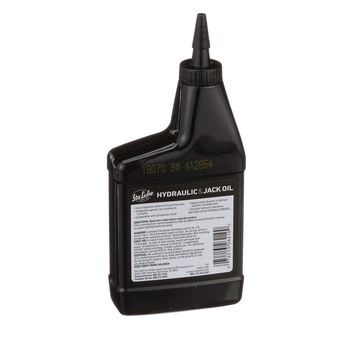 Sta-Lube Hydraulic & Jack Oil SL2621-15 Fl. Oz., Anti-Foam, Anti-Rust 20W Non-Detergent Oil, Amber
