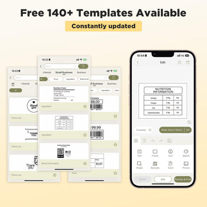 SUPVAN T50M Pro Bluetooth Label Maker Machine with 3 Tapes, Wide Waterproof Label, Versatile App with 40 Fonts and 450+ Icons, Inkless Labeler for Home, Kitchen, School, Office Organization, Black