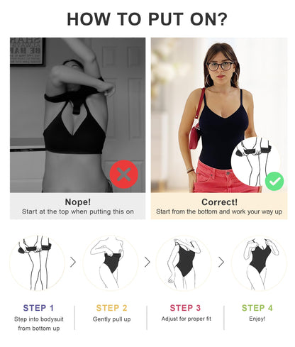 SHAPERX Women's Shapewear Bodysuit Tummy Control Body Shaper Seamless Sculpting Snatched Waist Body Suit,SZ5215-Black-S/M(One piece)