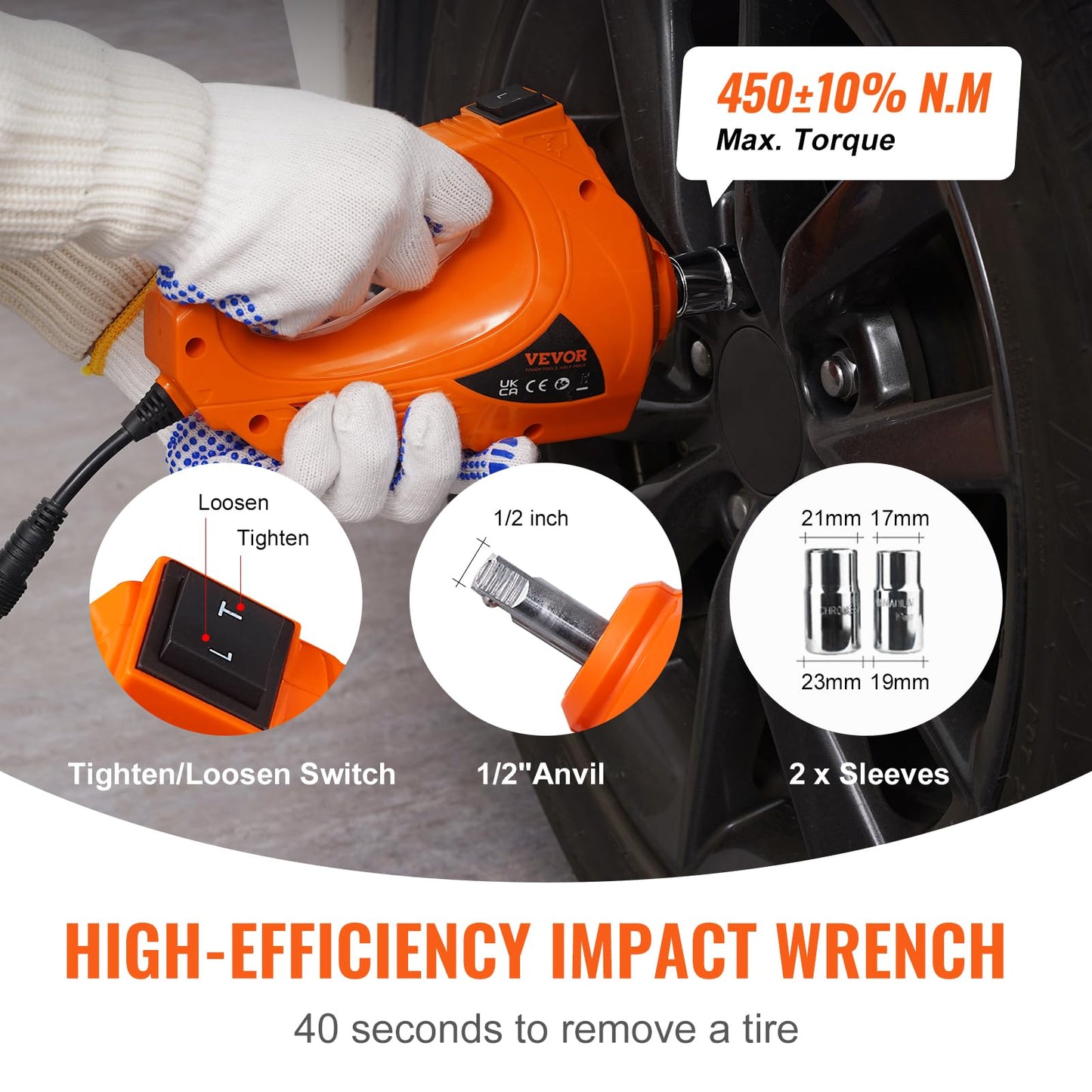 VEVOR Electric Car Jack, 5 Ton/11023 LBS Hydraulic Jack Lift with Electric Impact Wrench, Built-in Inflatable Pump, and LED Light for SUV MPV Sedan Truck Change Tires Garage Repair