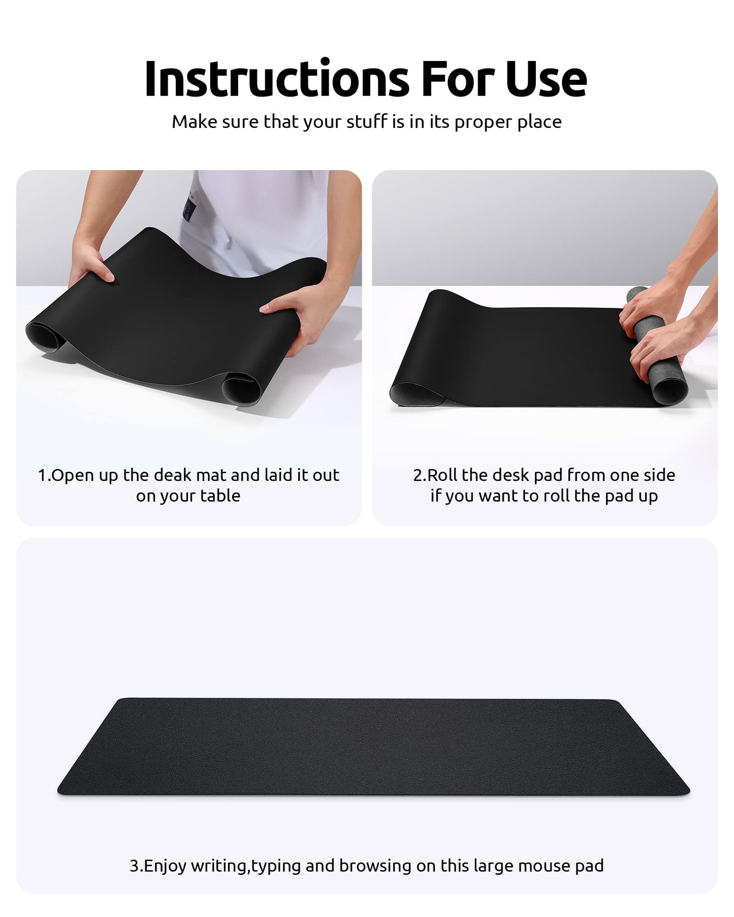 YSAGi Leather Desk Pad Protector, Office Desk Mat, Large Mouse Pad, Non-Slip PU Leather Desk Blotter, Laptop Desk Pad, Waterproof Desk Writing Pad for Office and Home (Black, 23.6" x 13.8")