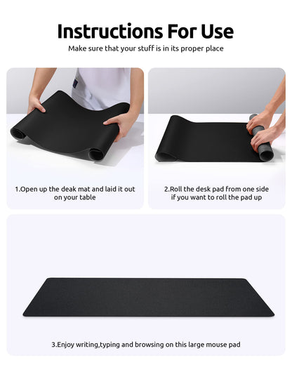 YSAGi Leather Desk Pad Protector, Office Desk Mat, Large Mouse Pad, Non-Slip PU Leather Desk Blotter, Laptop Desk Pad, Waterproof Desk Writing Pad for Office and Home (Black, 23.6" x 13.8")