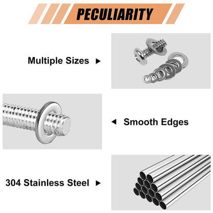 WEGOUP 900 Pcs Stainless Steel Flat Washers for Screws, 304 Stainless Steel, Assorted Sizes (M2 M2.5 M3 M4 M5 M6 M8 M10 M12) for Industrial Use, Washers for Bolts