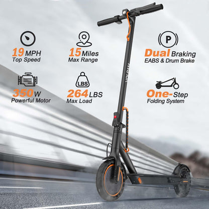 VOLPAM Electric Scooter, 350W/500W, 8.5"/10" Tires, 12/21/28 Miles Range, 16/19/22Mph, Folding E-Scooter with Dual Braking (8.5''-12Miles-350W)