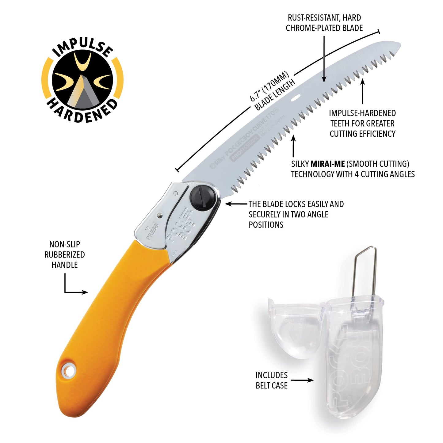 Silky Professional Series PocketBoy Curved Blade Folding Saw 170mm Large Teeth (726-17)