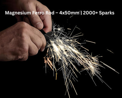 Emergency Magnesium Fire Starter Kit – 6 Bags of Pure Magnesium Shavings + Ferro Rod with 2000 or More Strikes in Waterproof Tin Box – Survival Tool for Camping, Bushcraft, Outdoor, Hiking