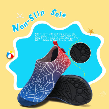 WateLves Kids Water Shoes Toddler Girls Boys Barefoot Non-Slip Quick Dry Aqua Socks for Beach Swim Walking (Blue/Red, 28/29)