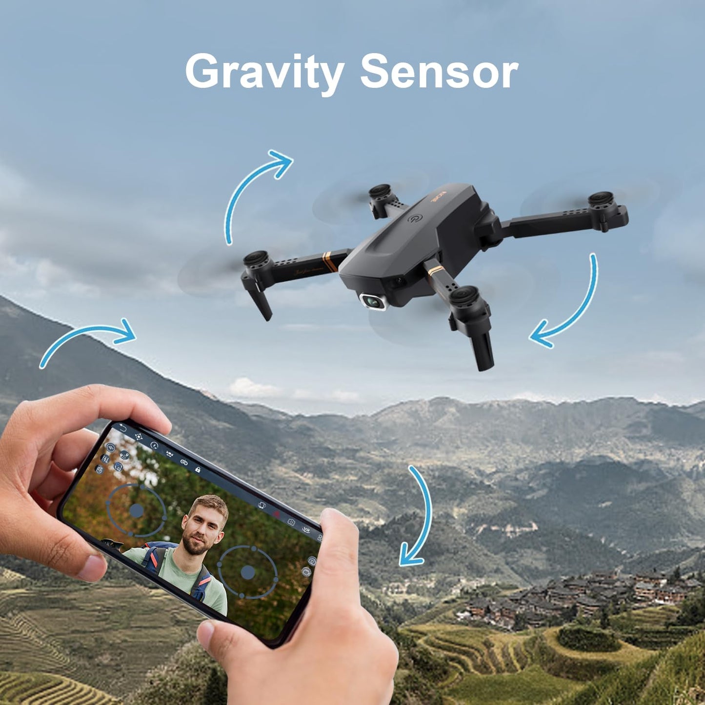 4DV4 Drone with 1080P Camera for Adults Kids,FPV HD Live Video RC Quadcopter Helicopter Toys Gifts,Altitude Hold, Waypoints,3D Flip,Headless Mode,2 Batteries,Carrying Case,Black