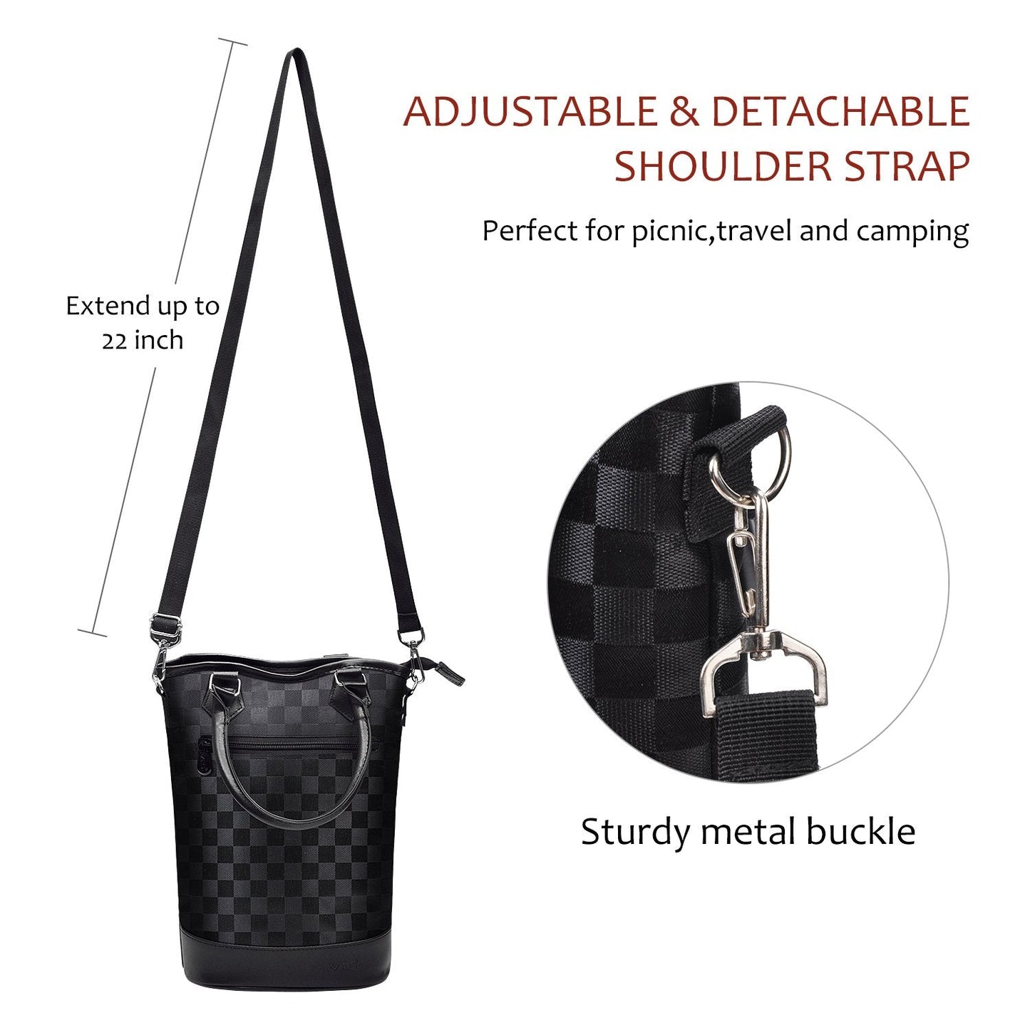 Tirrinia Insulated Wine Gift Carrier Tote - Travel Padded 2 Bottle Wine/Champagne Cooler Bag for Portable Wine Bottle Carrying Case, Women Men Wine Party Bag for Event,BYOB,Beach, Gift for Wine