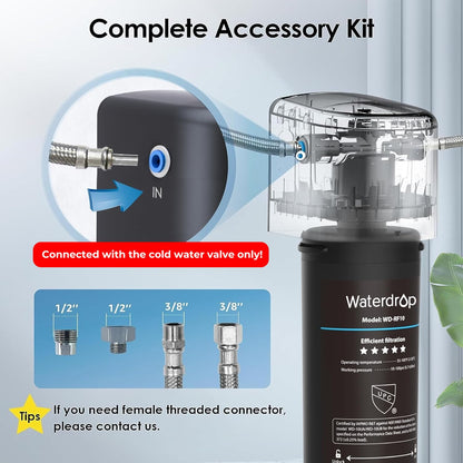 Waterdrop 10UA Under Sink Water Filter System, Reduces PFAS, PFOA/PFOS, Lead, Chlorine, Bad Taste & Odor, Under Counter Water Filter Direct Connect to Kitchen Faucet, NSF/ANSI 42 Certified, 8K Gallons
