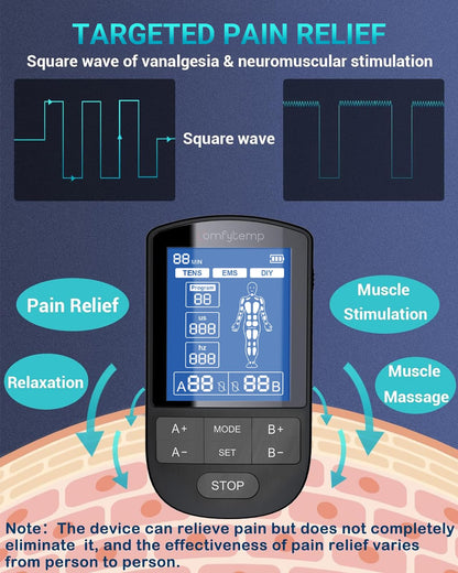 Comfytemp TENS Unit Muscle Stimulator for Pain Relief Therapy, FSA HSA Eligible TENS Machine with 24 Modes and DIY, Dual Channel EMS Unit, Pulse Muscle Massager for Back, Shoulder, Sciatica, Knee