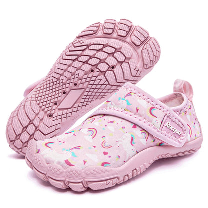 Racqua Toddler Girls Slip-On Kids Water Shoes Quick Dry Barefoot Swim Beach Aqua Shoes Water Park Outdoor Sport Shoes Cute Toddler Pink Unicorn 7