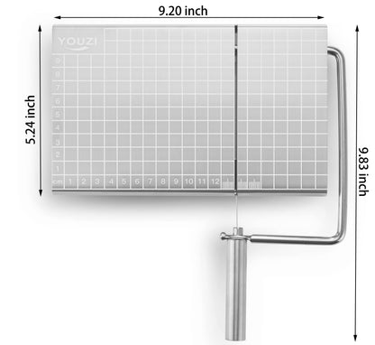 Stainless Steel Cheese Slicer with 10 Replacement Wires, Metal Cheese Cutter and Cutting Board - For Block Cheese