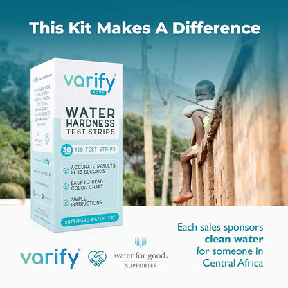 Varify Water Hardness Test Kit - Water Testing Kit for Home, Drinking, Well, Spa, Swimming Pool, Softener, Dishwasher & More - Hard Water Test Strips for Calcium, Magnesium etc (0-425 pmm, 150 Strips)