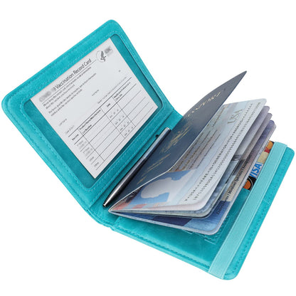 GDTK Leather Passport Holder Cover Case RFID Blocking Travel Wallet (Sky Blue)