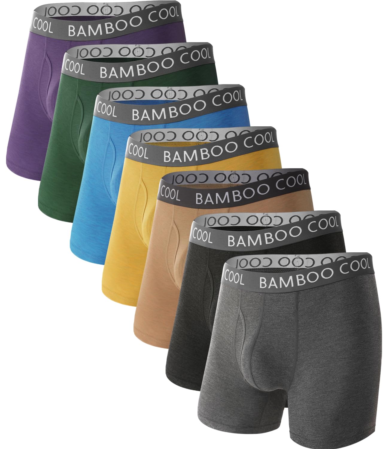 BAMBOO COOL Men's Ultra ComfortSoft Underwear, Moisture Wicking & Breathable No Ride Up Boxer Briefs with Fly, Multipack