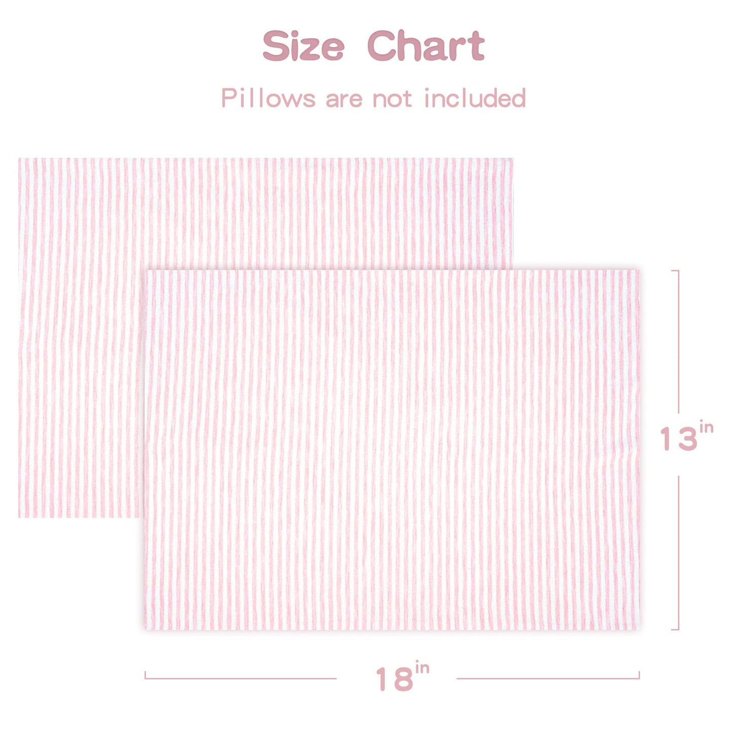 Zenssia Organic Cotton Toddler Pillowcase/Travel Pillowcase Pack of 2 Set 13x18 Inches with Envelope Closure - Soft & Breathable Baby Pillow Case Cover Pink Stripe