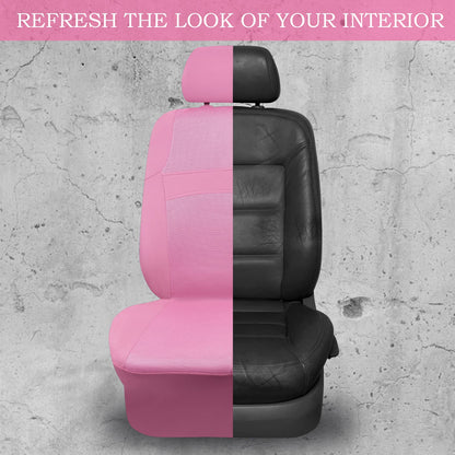 CAR PASS Pink Car Seat Cover Full Sets, Air Breath in Summer Mesh Seat Cover 5mm Sponge Airbag Composite, Cute for Women Girly, Universal Fit SUV, Vans, sedans,Trucks, Automotive Interior All Pink