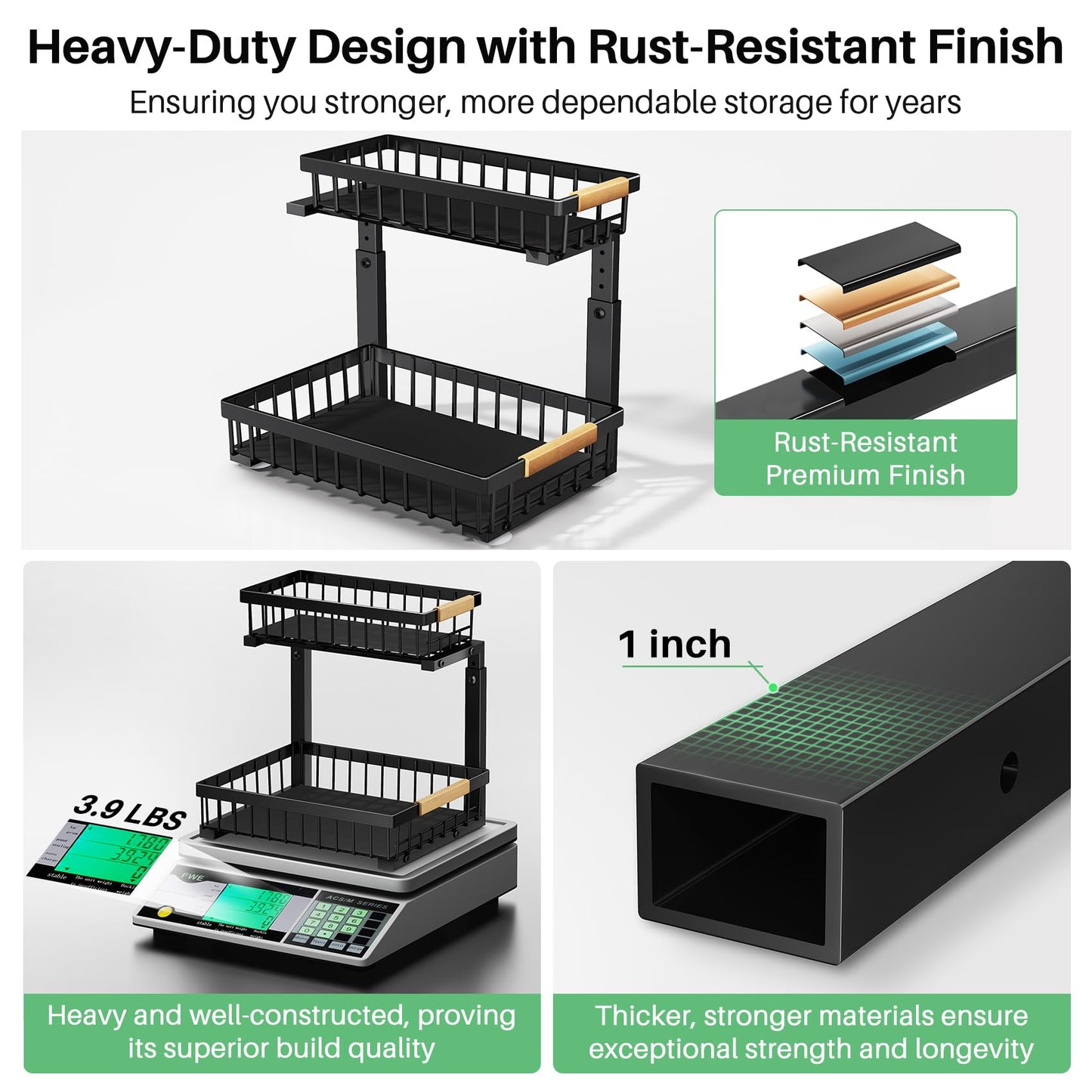 Under Sink Organizer, 2 Packs 2 Tier Under Sink Organizers and Storage, Slide Out Pull Out Cabinet Organizer Shelf, Metal Sliding Drawer for Kitchen Bathroom Pantry Cabinet Closet Organization Rack