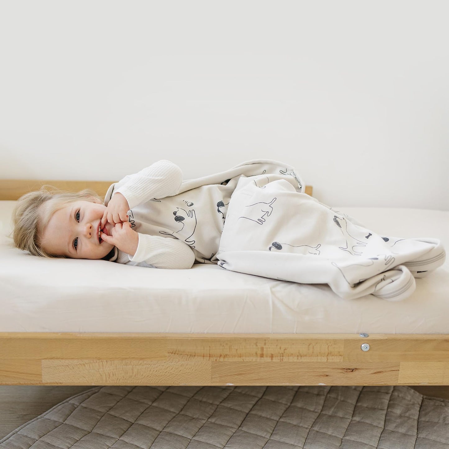 Woolino 4 Season Sleep Sack - Ultimate Merino Wool Sleeping Bag - Two-Way Zipper Adjustable Universal Size Sleep Sack for Baby (2-24 Months) - Puppy